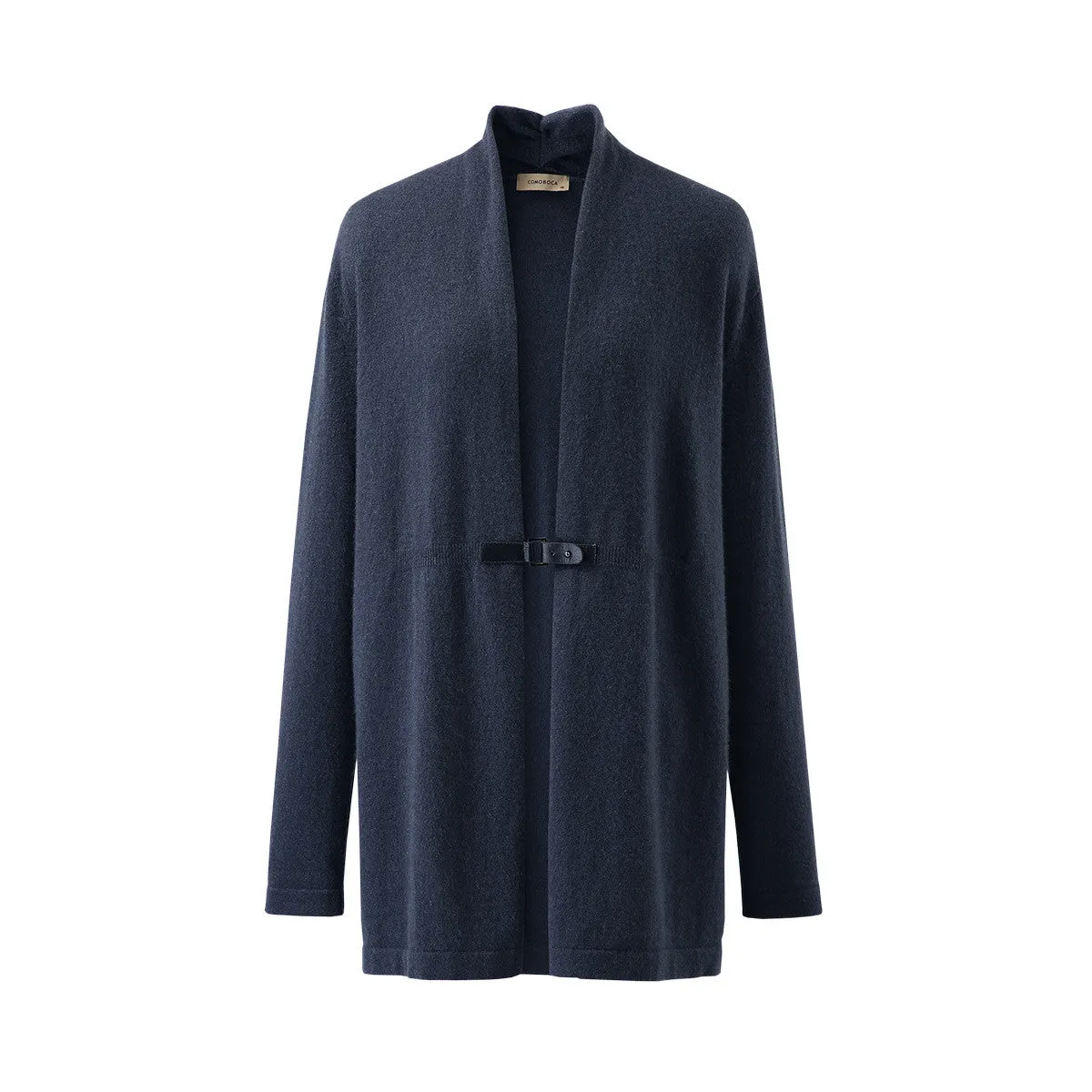 100% Cashmere Cardigan Leather Buckle Knitted Coat