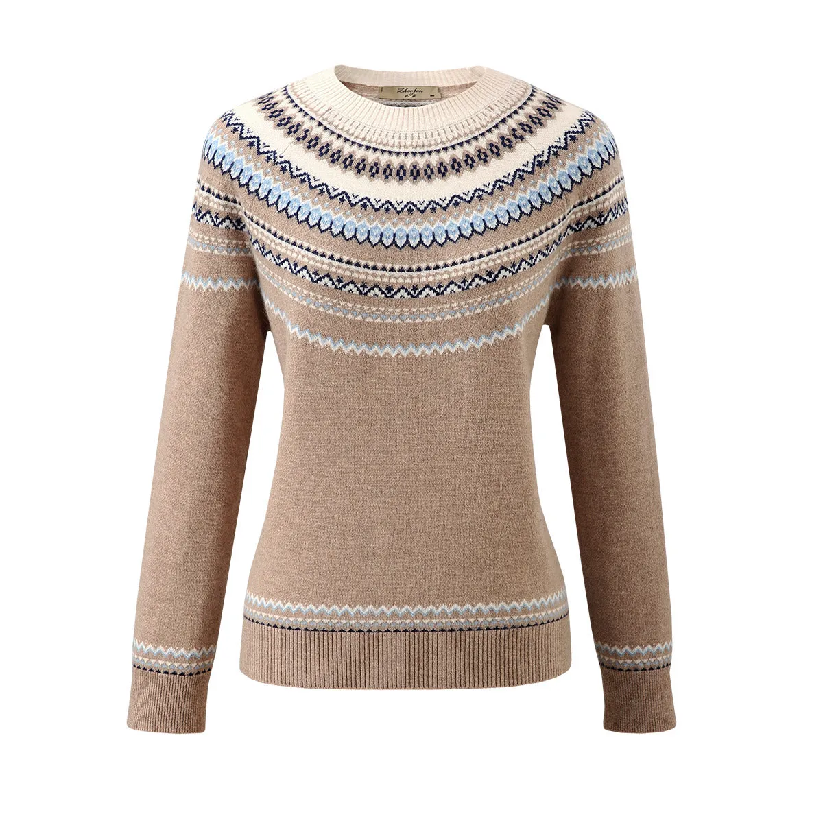 100% Wool Elegant Nordic Knit Sweater