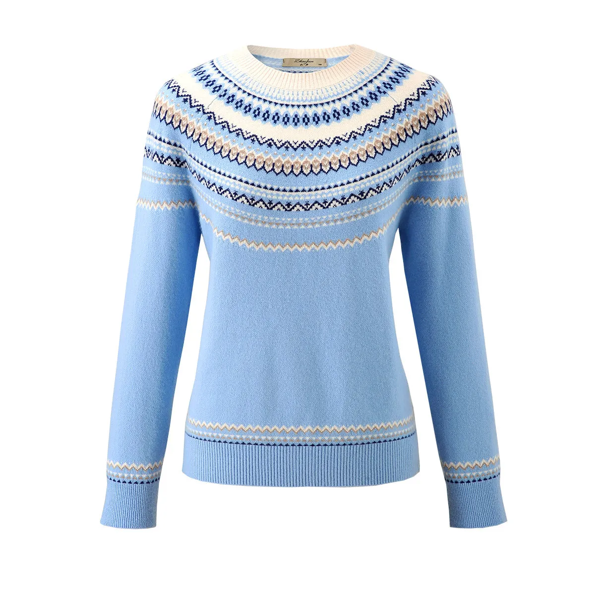 100% Wool Elegant Nordic Knit Sweater