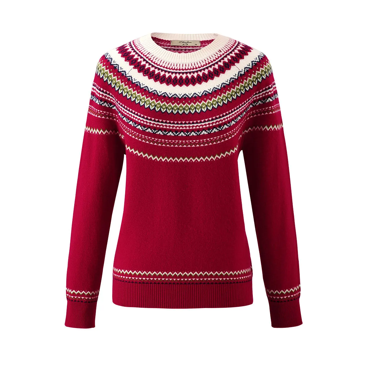 100% Wool Elegant Nordic Knit Sweater