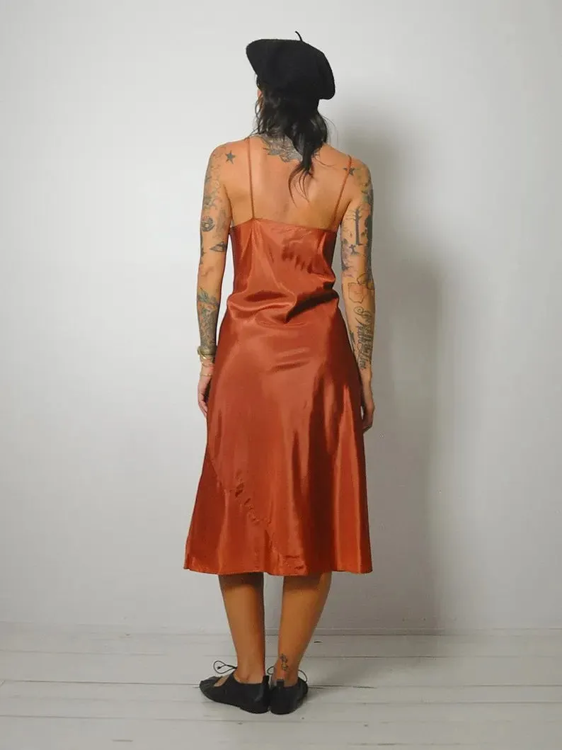 1950's Terracotta Bias Slip Dress