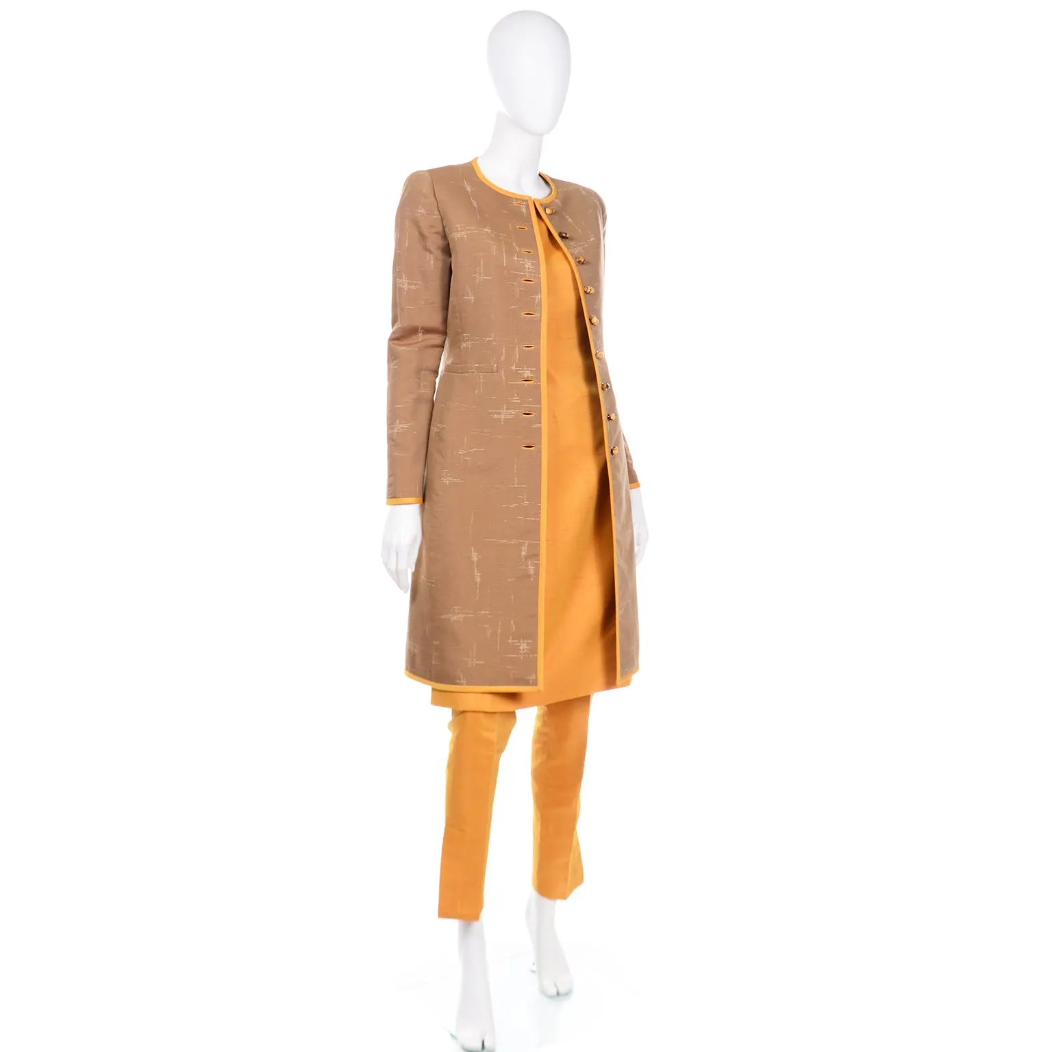 1990s 60s Inspired Oscar de la Renta Coat Pants and Dress Outfit