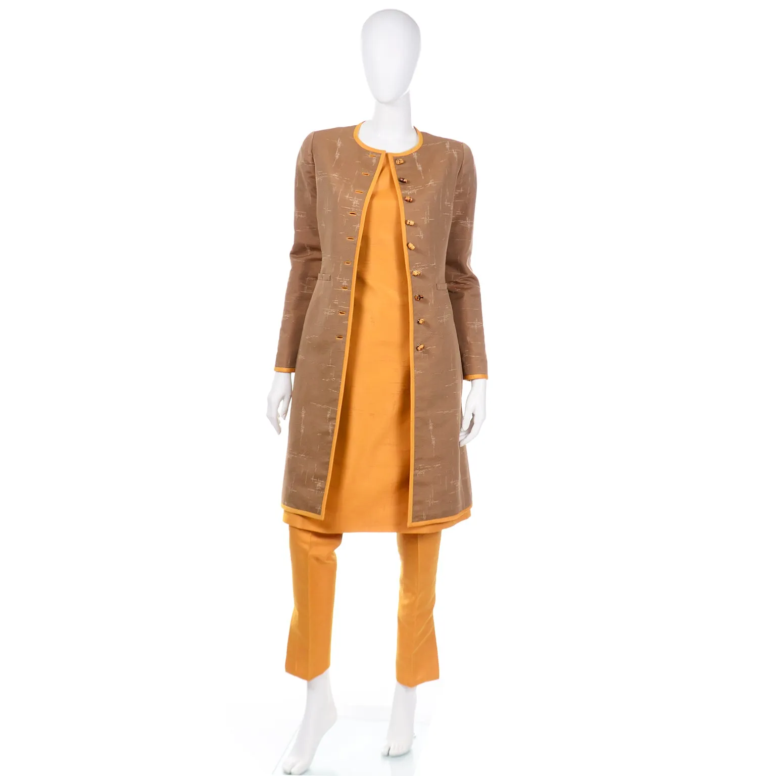 1990s 60s Inspired Oscar de la Renta Coat Pants and Dress Outfit