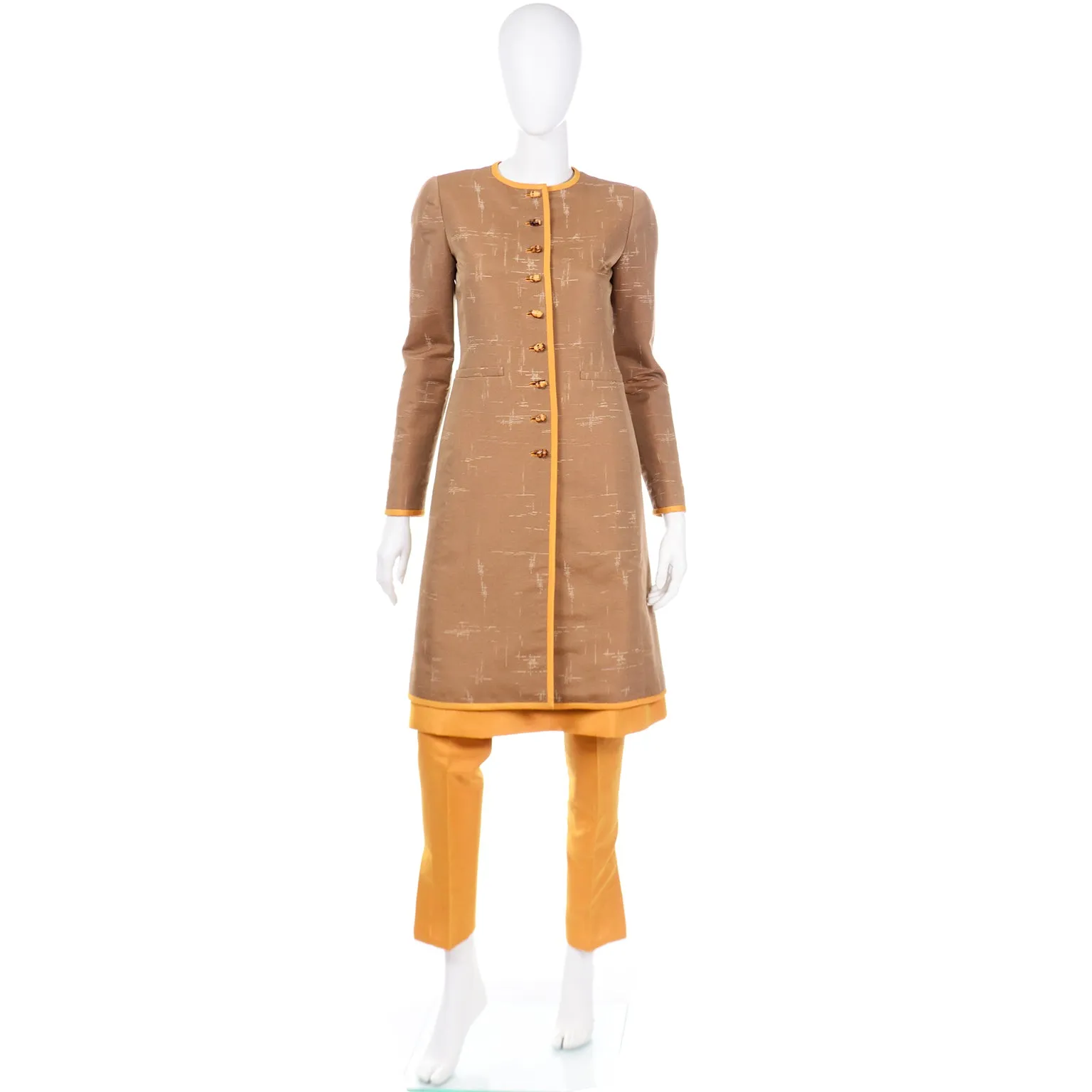 1990s 60s Inspired Oscar de la Renta Coat Pants and Dress Outfit