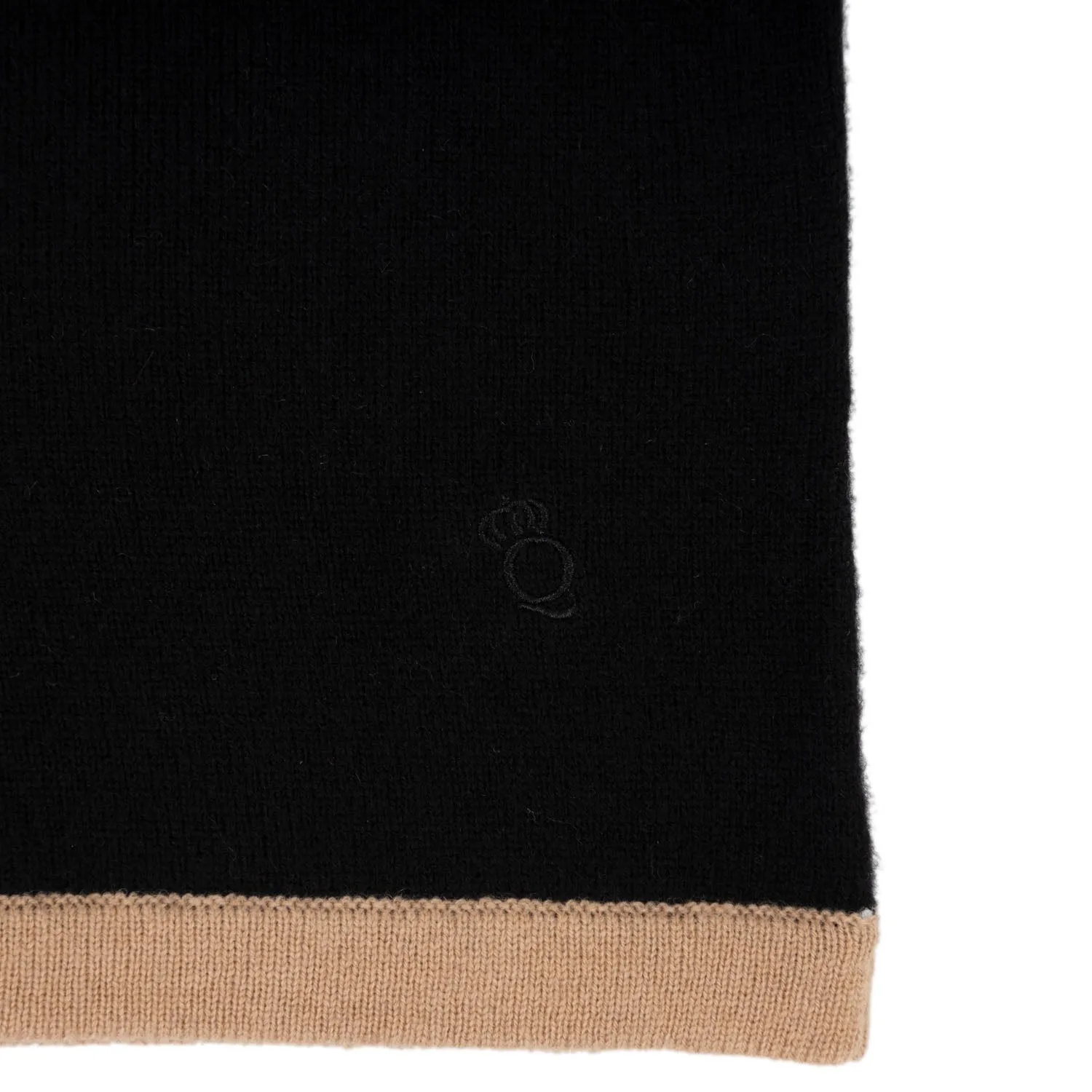 30% Cashmere Colour Block Poncho Camel Black Grey