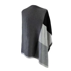 30% Cashmere Colour Block Poncho Grey Mix