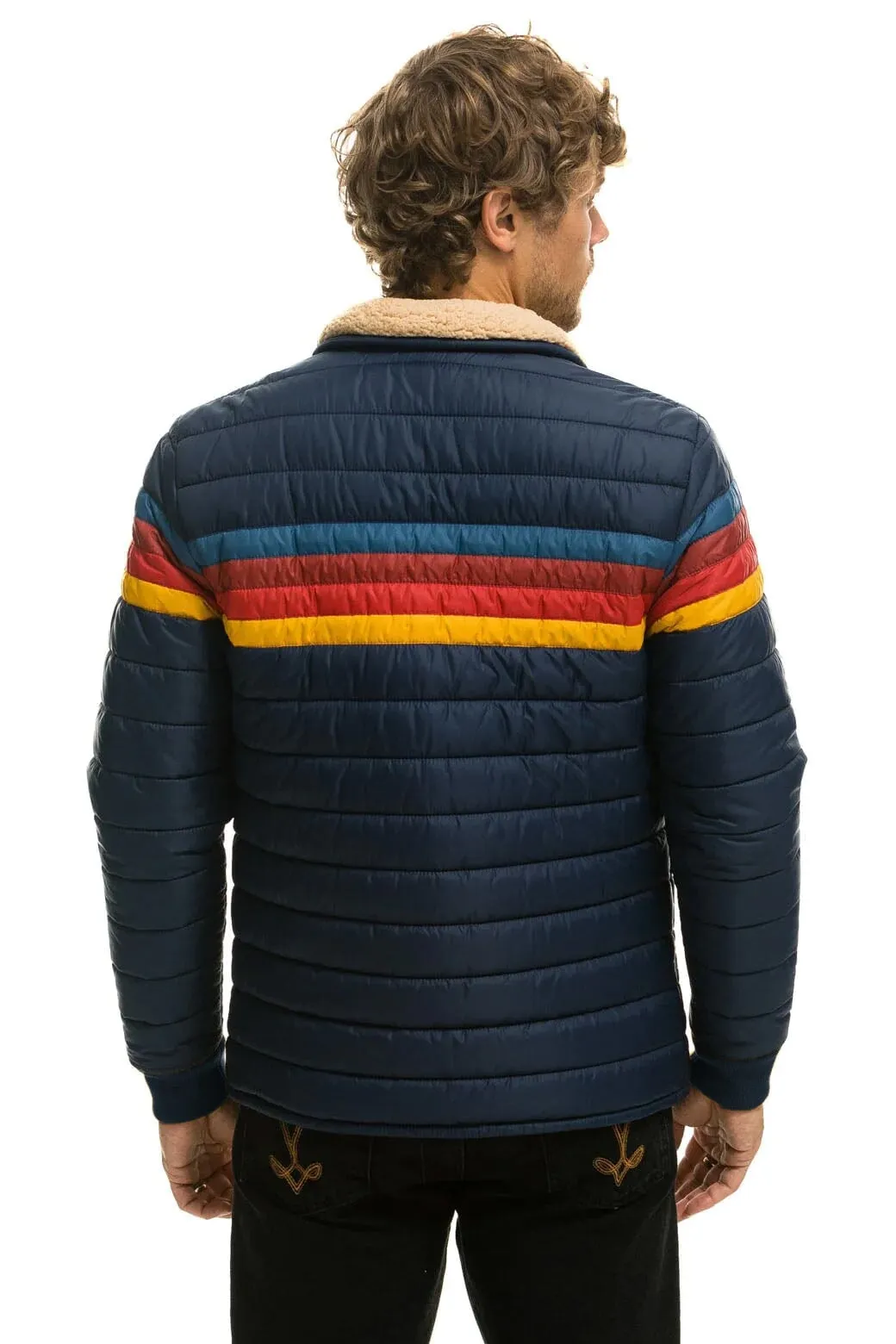 4 STRIPE RAINBOW SLEEVE JACKET - NAVY