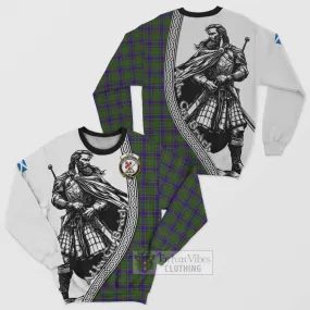 Adam Tartan Clan Crest Sweatshirt with Highlander Warrior Celtic Style