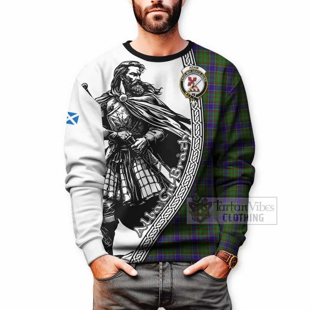 Adam Tartan Clan Crest Sweatshirt with Highlander Warrior Celtic Style