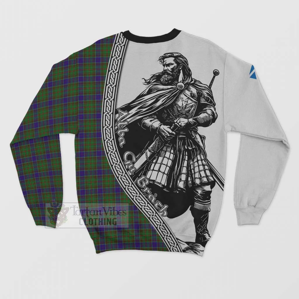 Adam Tartan Clan Crest Sweatshirt with Highlander Warrior Celtic Style