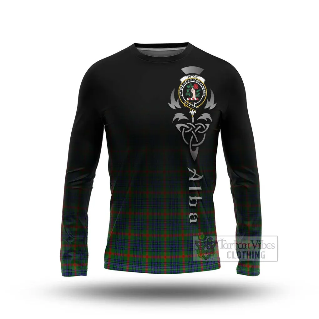 Aiton Tartan Long Sleeve T-Shirt Featuring Alba Gu Brath Family Crest Celtic Inspired