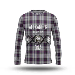 Alexander of Menstry Dress Tartan Long Sleeve T-Shirt with Family Crest DNA In Me Style