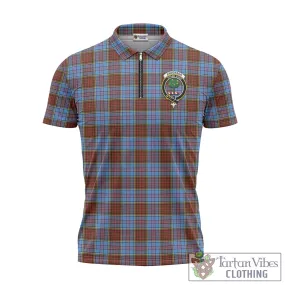 Anderson Modern Tartan Zipper Polo Shirt with Family Crest