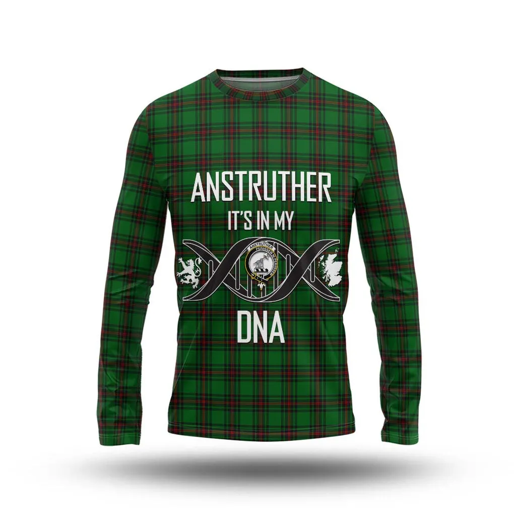 Anstruther Tartan Long Sleeve T-Shirt with Family Crest DNA In Me Style