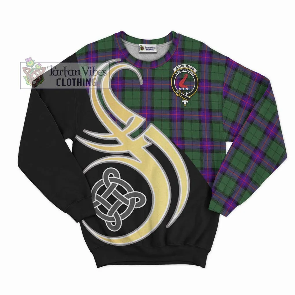 Armstrong Modern Tartan Sweatshirt with Family Crest and Celtic Symbol Style