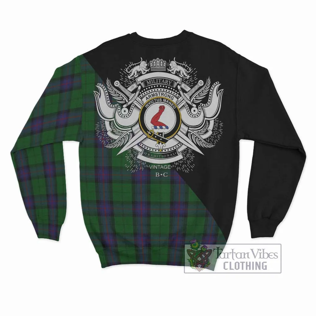 Armstrong Tartan Sweatshirt with Family Crest and Military Logo Style