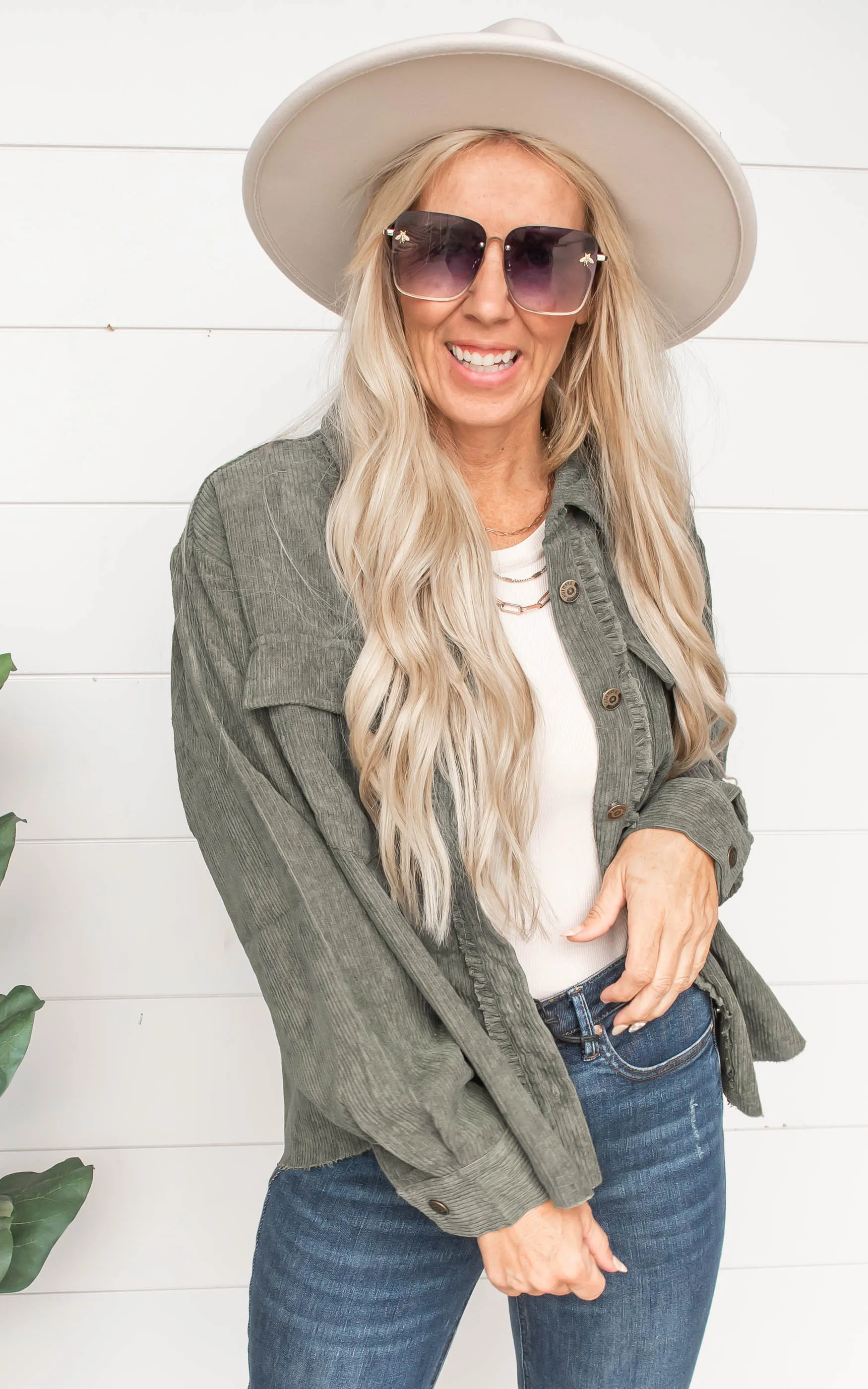 As You Were Olive Button Up Top - Final Sale