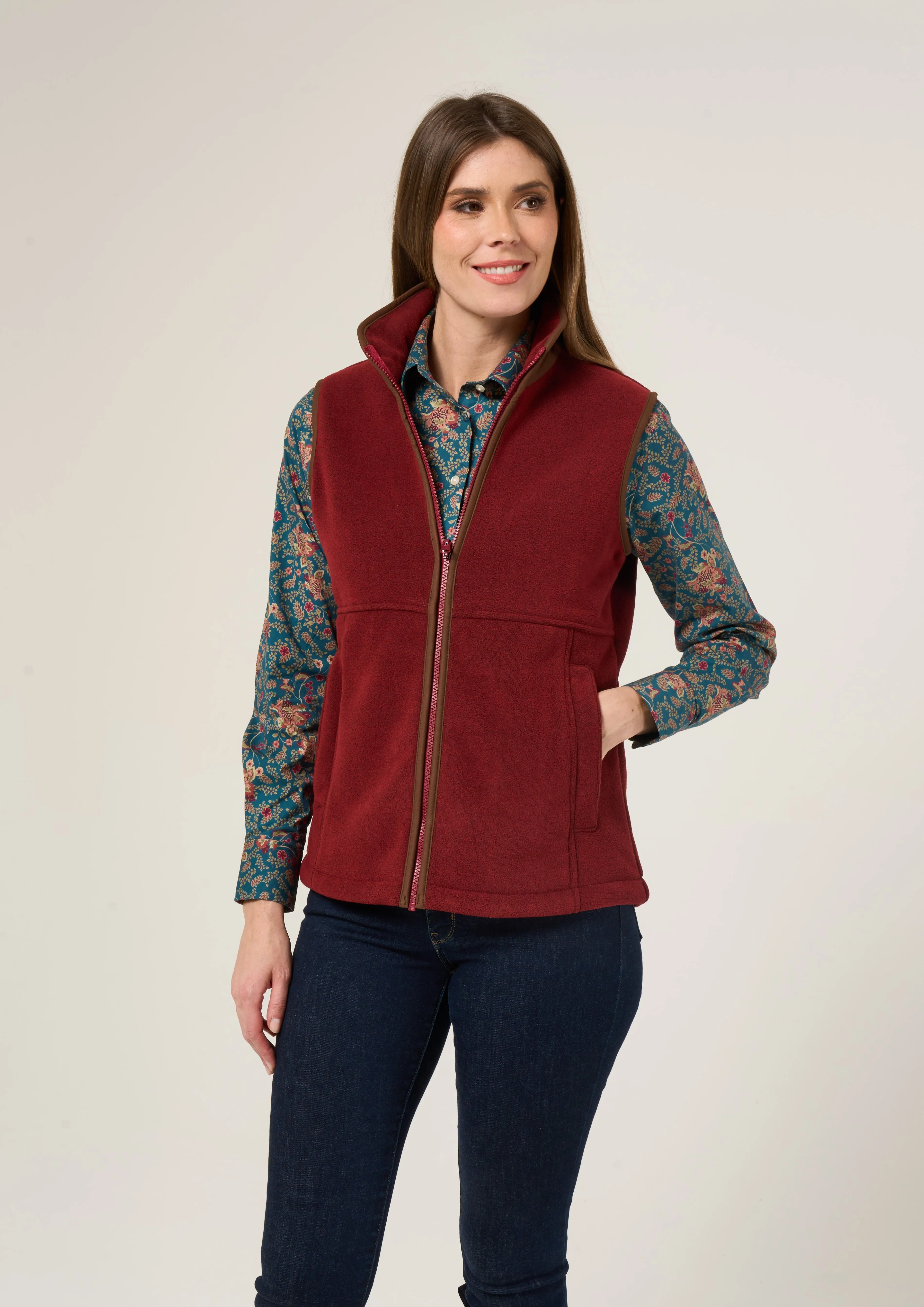 Aylsham Ladies Fleece Gilet In Bloodstone - Regular Fit