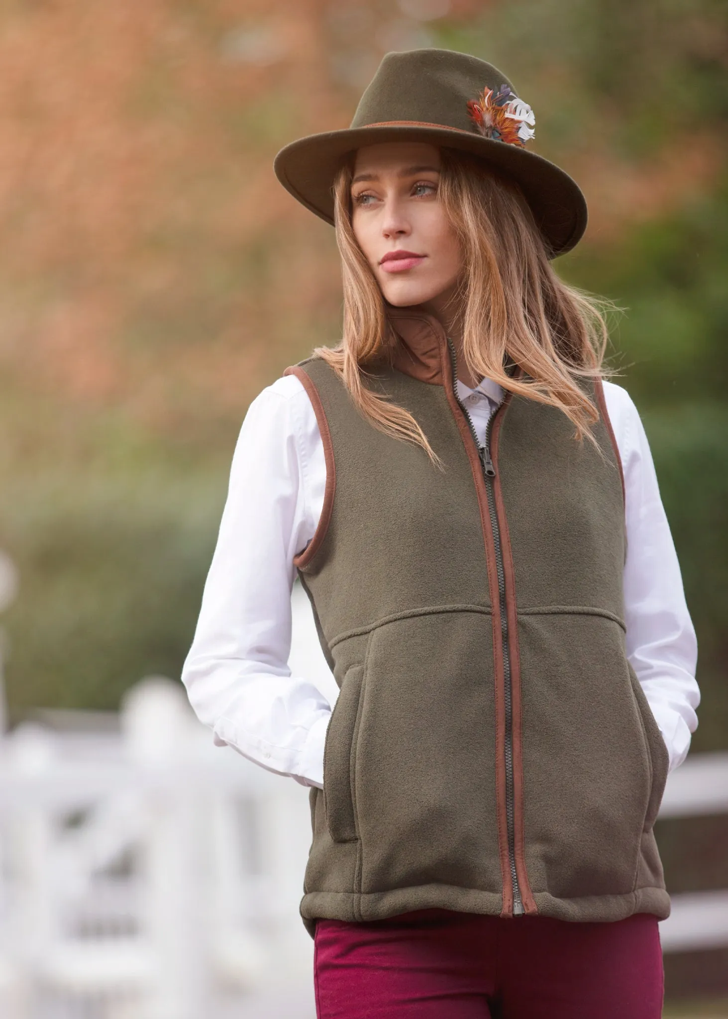 Aylsham Ladies Fleece Gilet In Green - Regular Fit