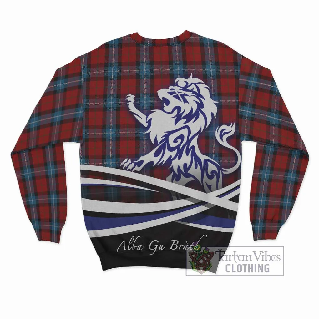 Baillie of Polkemmet Red Tartan Sweatshirt with Alba Gu Brath Regal Lion Emblem