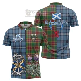 Baxter Tartan Zipper Polo Shirt Happy St. Andrew's Day Half Tartan Style