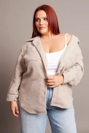 Beige Textured Effect Brushed Shacket