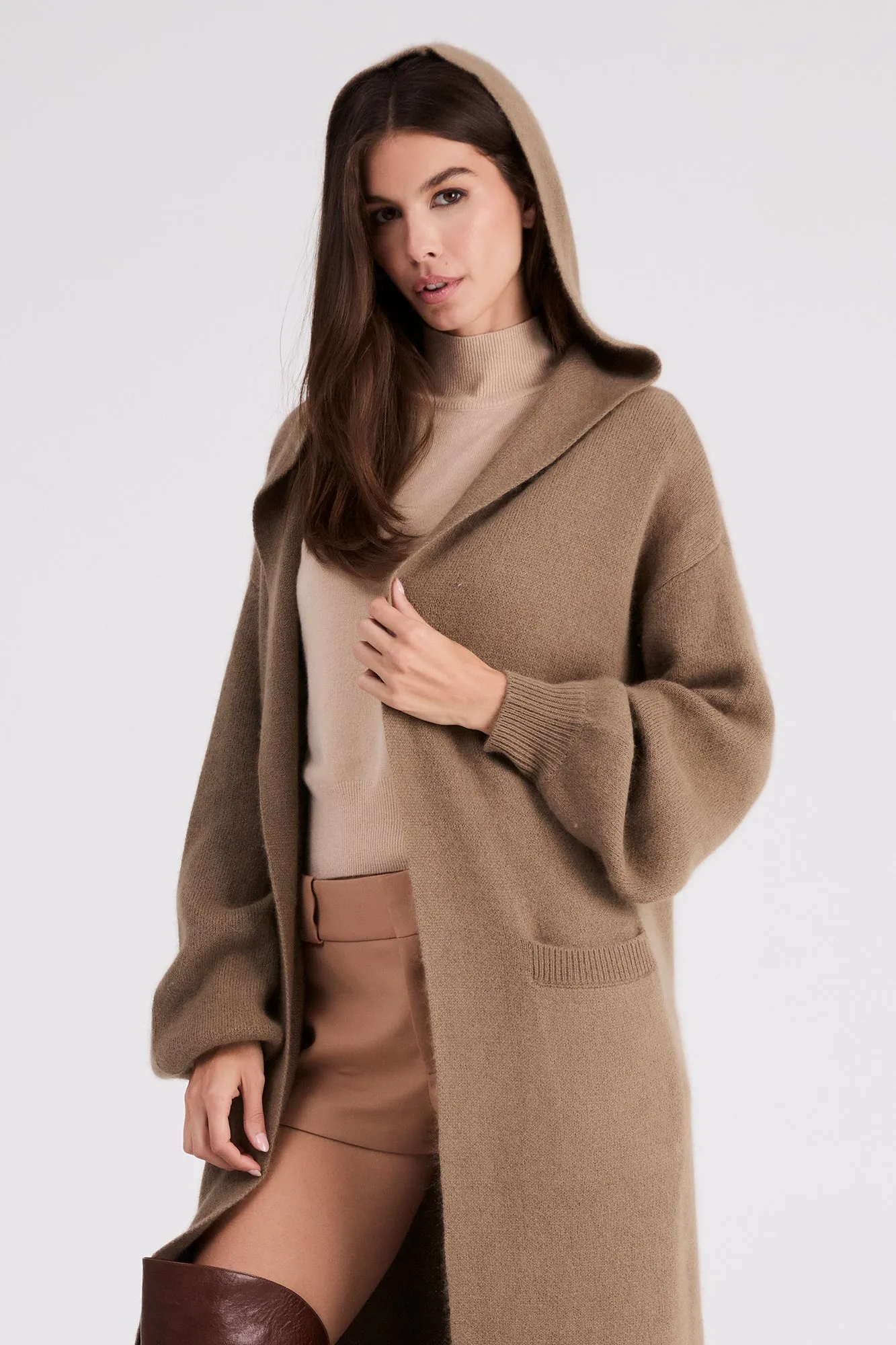   Beryll Cashmere Coat with Hood | Driftwood