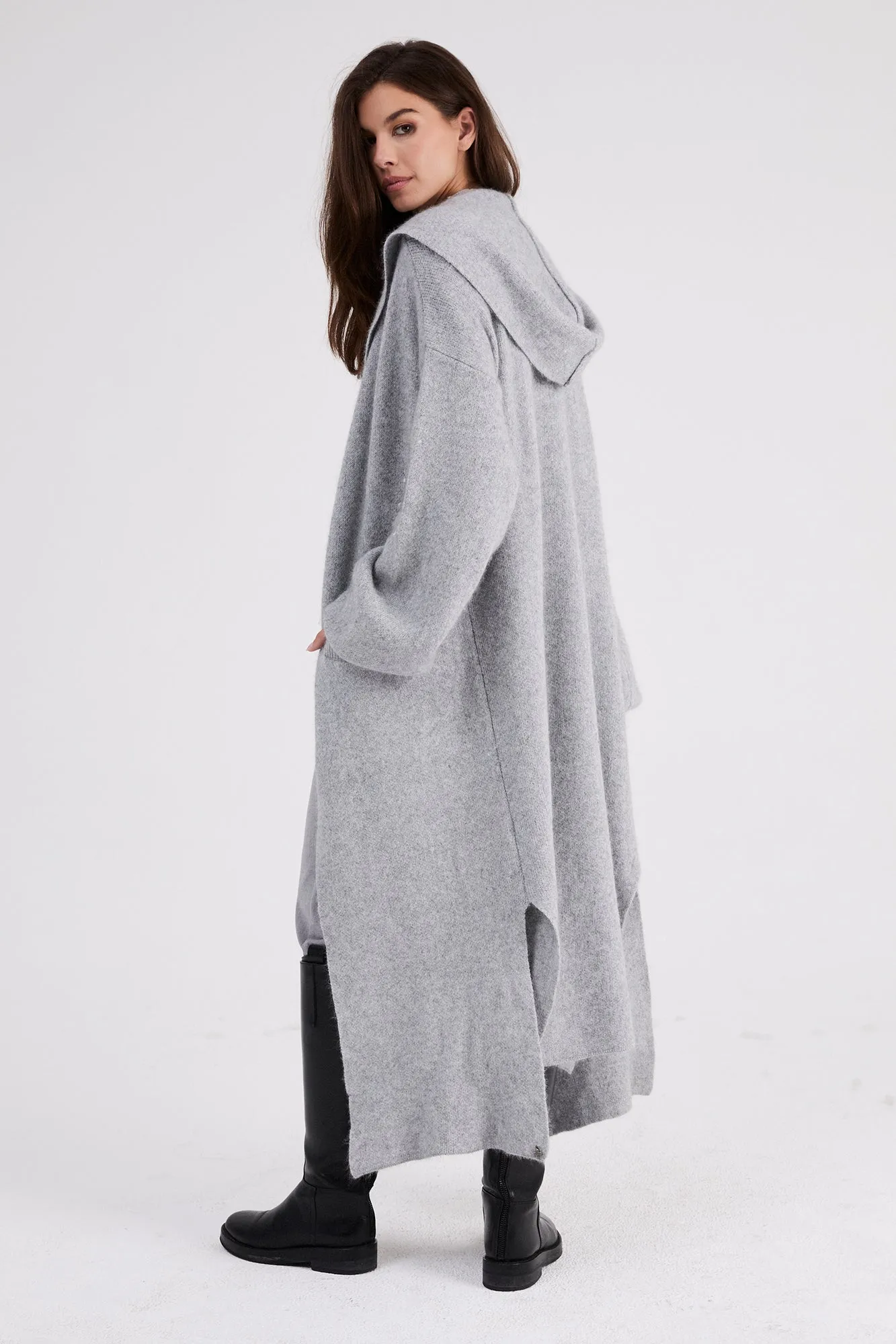   Beryll Cashmere Coat with Hood | Shell Gray