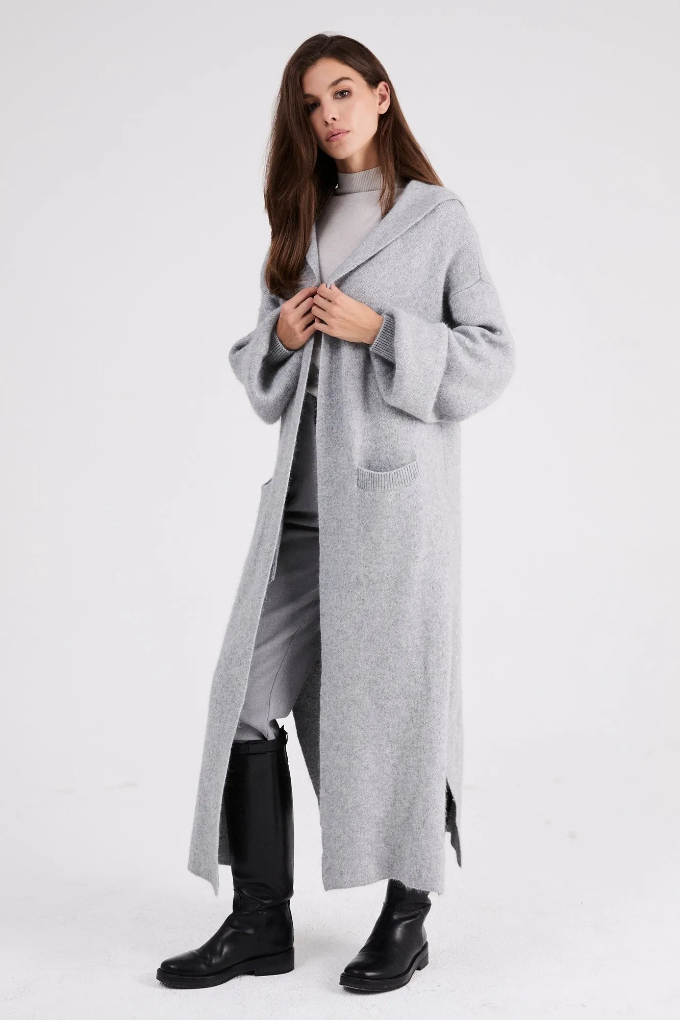   Beryll Cashmere Coat with Hood | Shell Gray