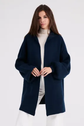   Beryll Cashmere Cropped Coat with Hood | Navy