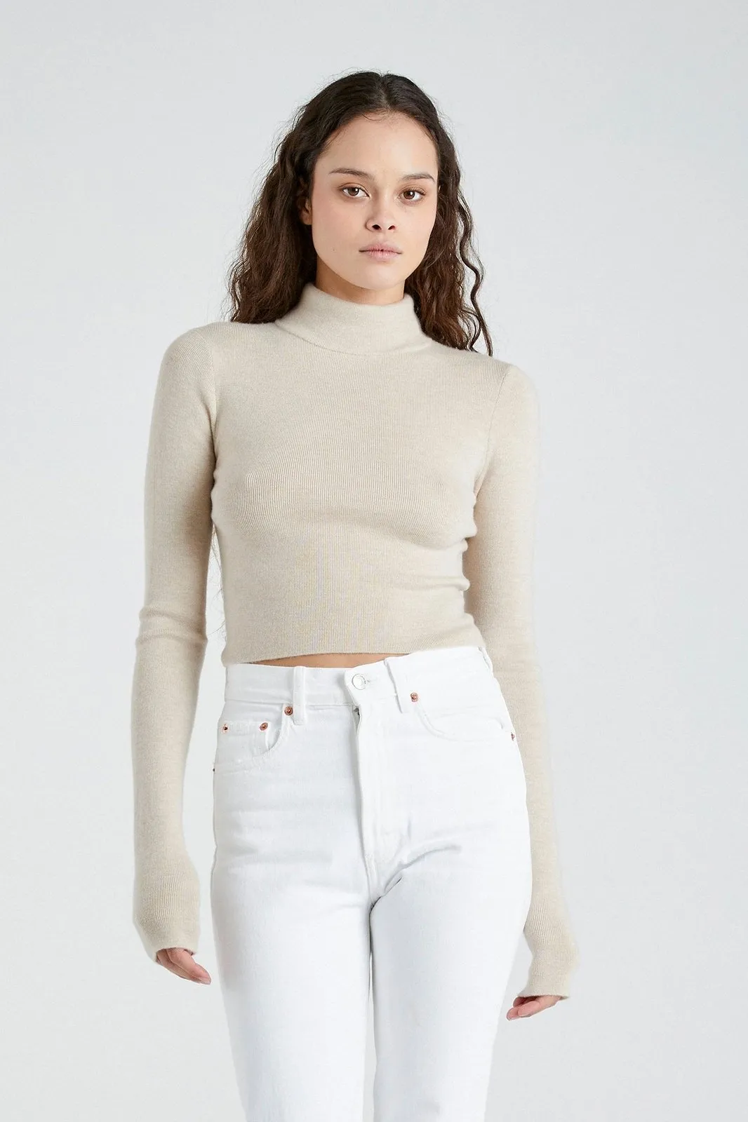   Beryll Cropped Turtleneck | Oatmeal