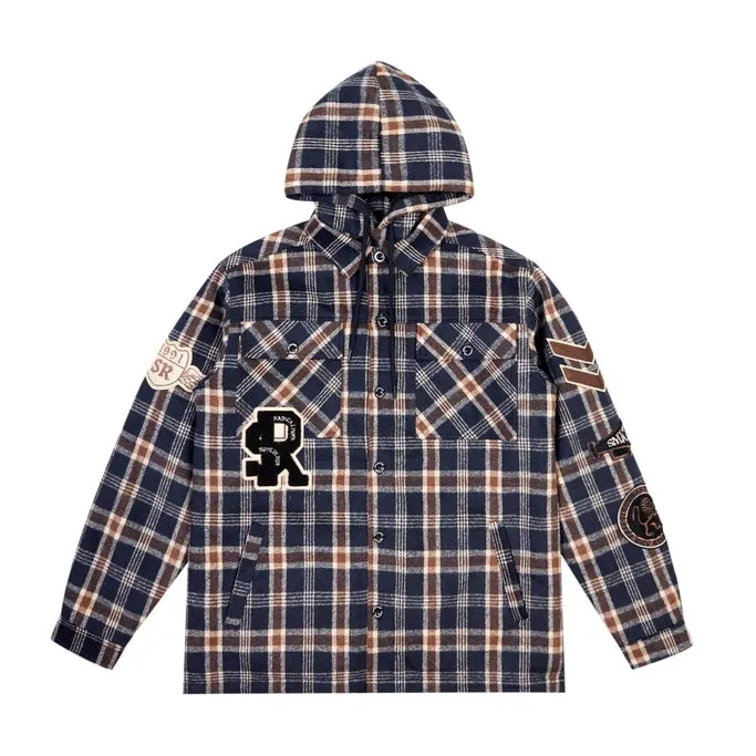 Big And Tall Varsity Patch Flannel Shacket