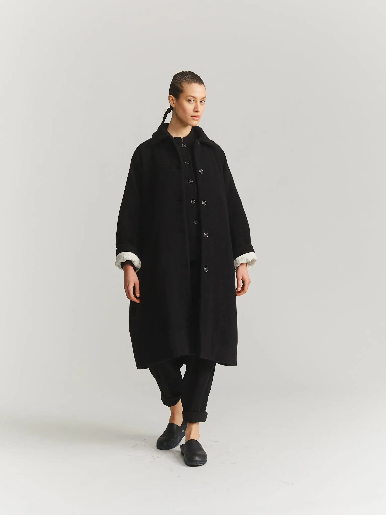 BIG BLOBBY COAT - KASPER - BLACK