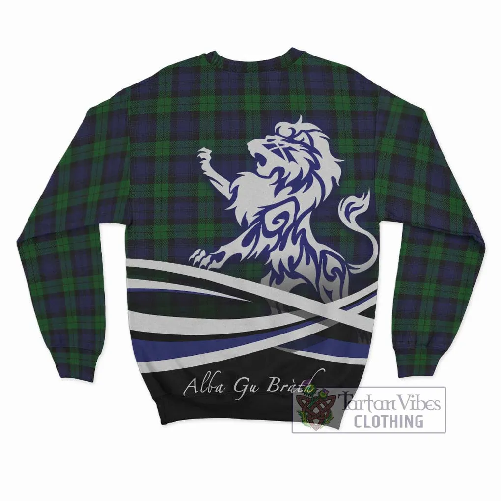 Black Watch Tartan Sweatshirt with Alba Gu Brath Regal Lion Emblem