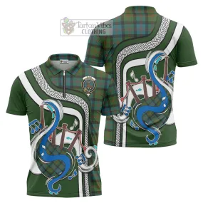 Blair Ancient Tartan Zipper Polo Shirt with Epic Bagpipe Style