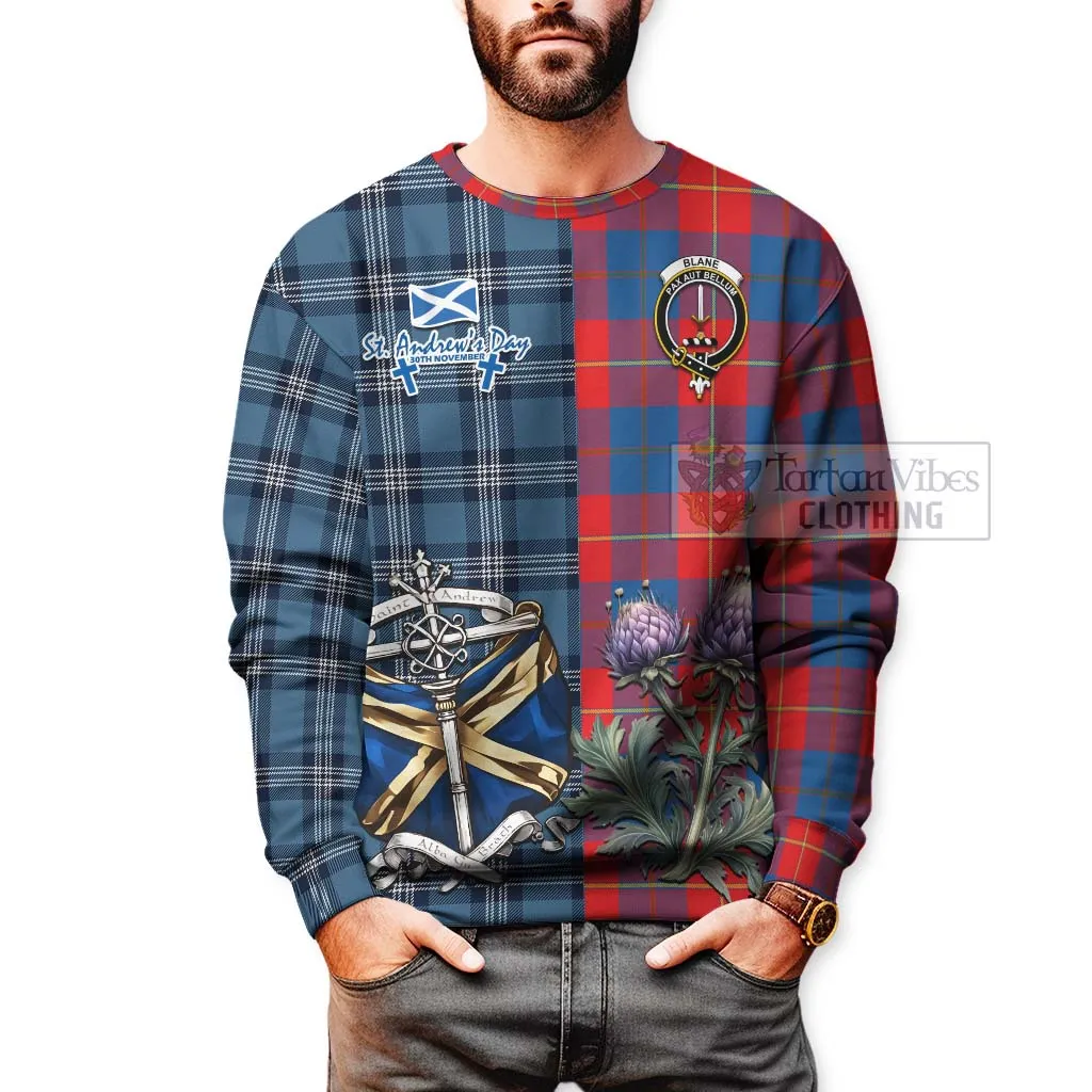 Blane Tartan Sweatshirt Happy St. Andrew's Day Half Tartan Style