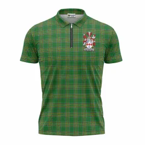 Bloomfield Irish Clan Tartan Zipper Polo Shirt with Coat of Arms