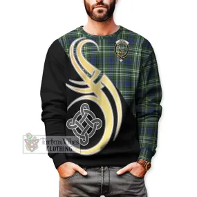 Blyth Tartan Sweatshirt with Family Crest and Celtic Symbol Style