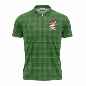 Bradley Irish Clan Tartan Zipper Polo Shirt with Coat of Arms