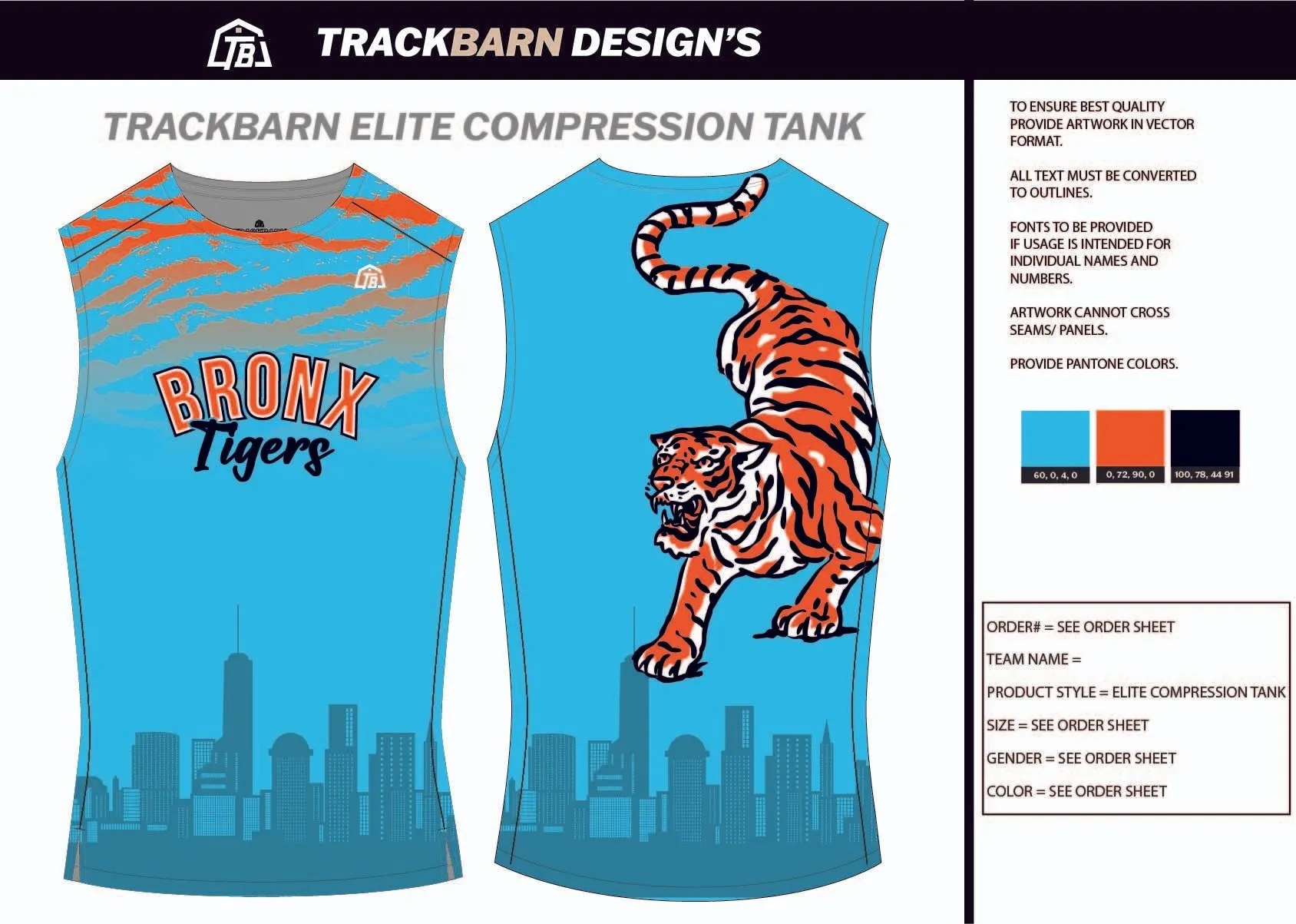 Bronx-Tigers- Mens Track Compression Tank