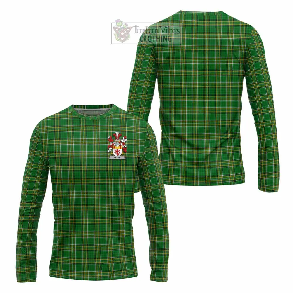 Bryne Irish Clan Tartan Long Sleeve T-Shirt with Coat of Arms