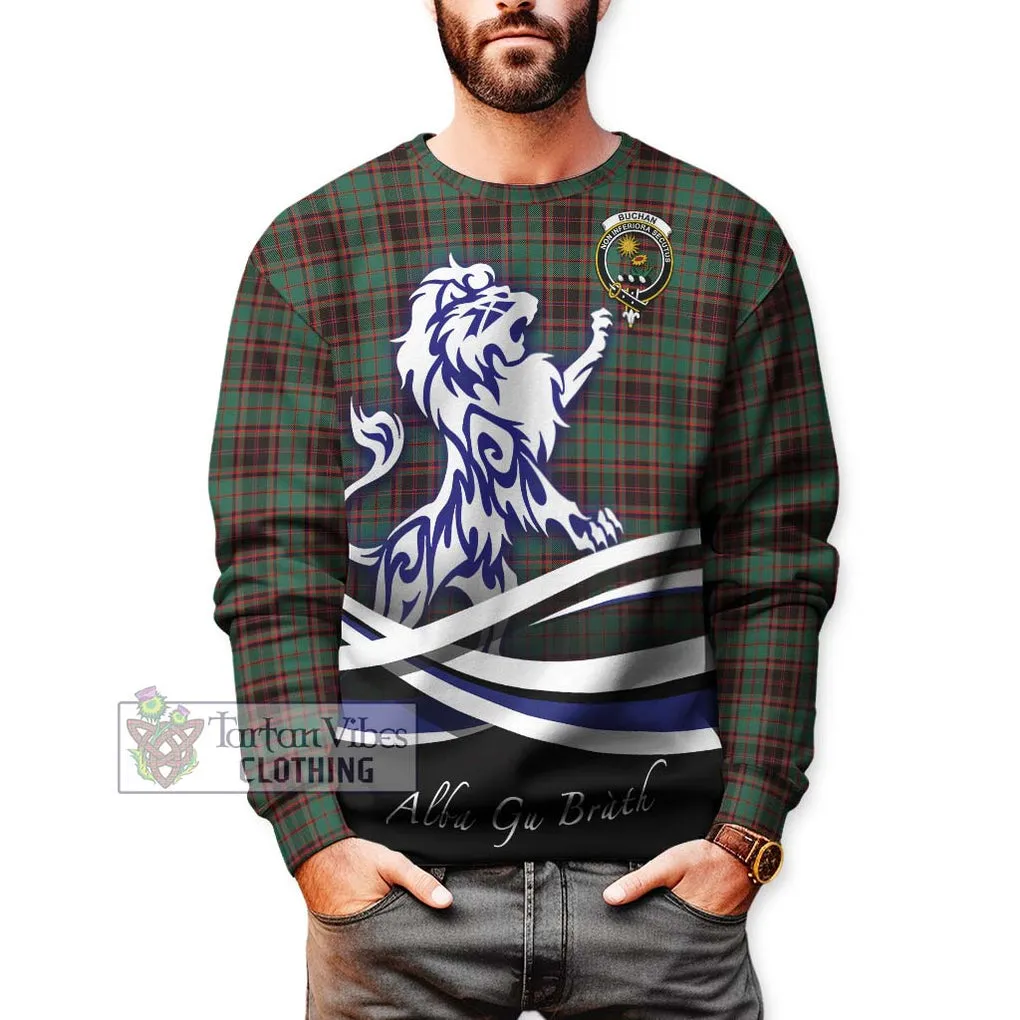 Buchan Ancient Tartan Sweatshirt with Alba Gu Brath Regal Lion Emblem