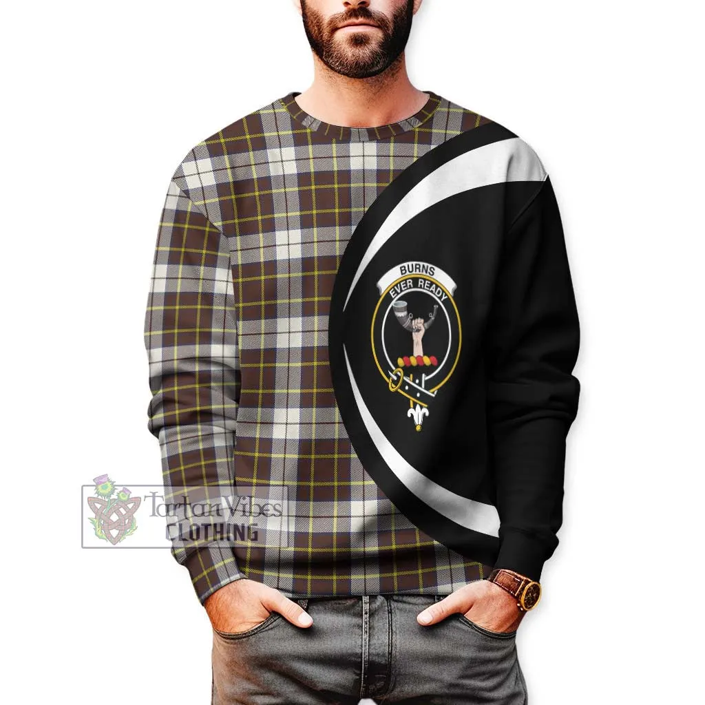 Burns Battalion Weathered Tartan Sweatshirt with Family Crest Circle Style