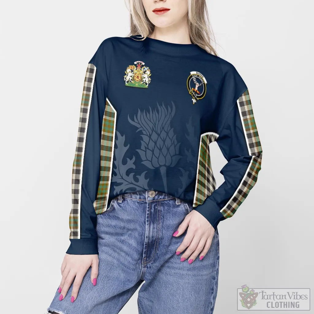 Burns Check Tartan Sweatshirt with Family Crest and Scottish Thistle Vibes Sport Style