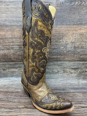 c2826 Women's Fleur De Lis Embroidered Snip Toe Western Boot by Corral