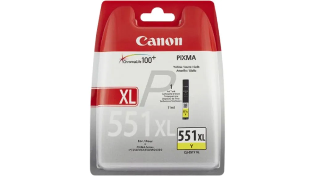 Canon Cli-551 Yxl - 6446B001 - 1 X Yellow - High Yield - Ink Tank - For Pixma Ip8750,Ix6850,Mg5550,Mg5650,Mg5655,Mg6450,