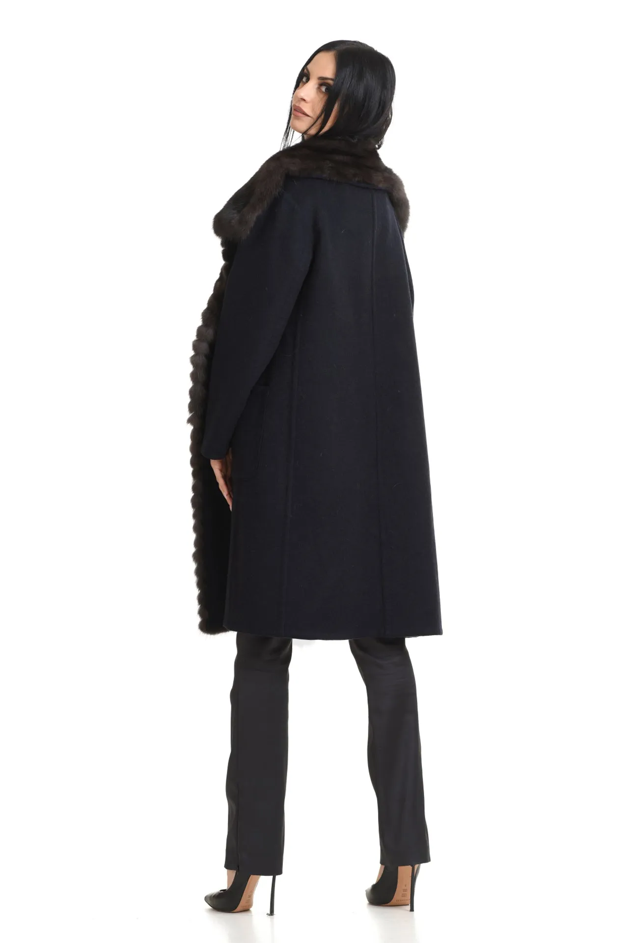 Cashmere Coat with Sable Trim