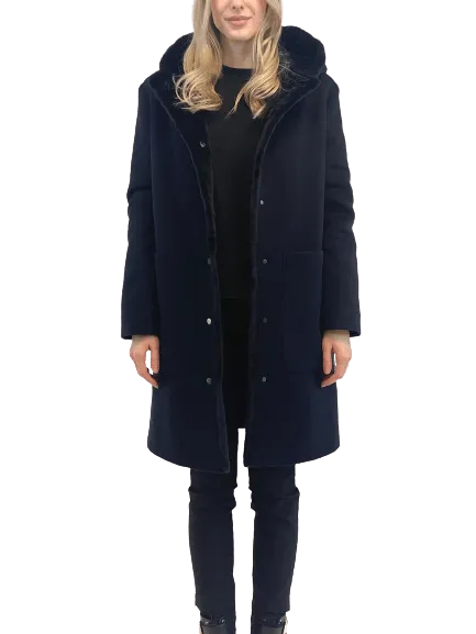 Cashmere Coat with Weasel Lining "REBECCA"