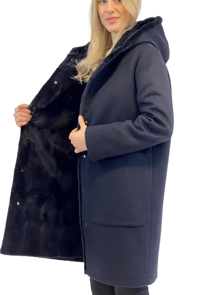 Cashmere Coat with Weasel Lining "REBECCA"