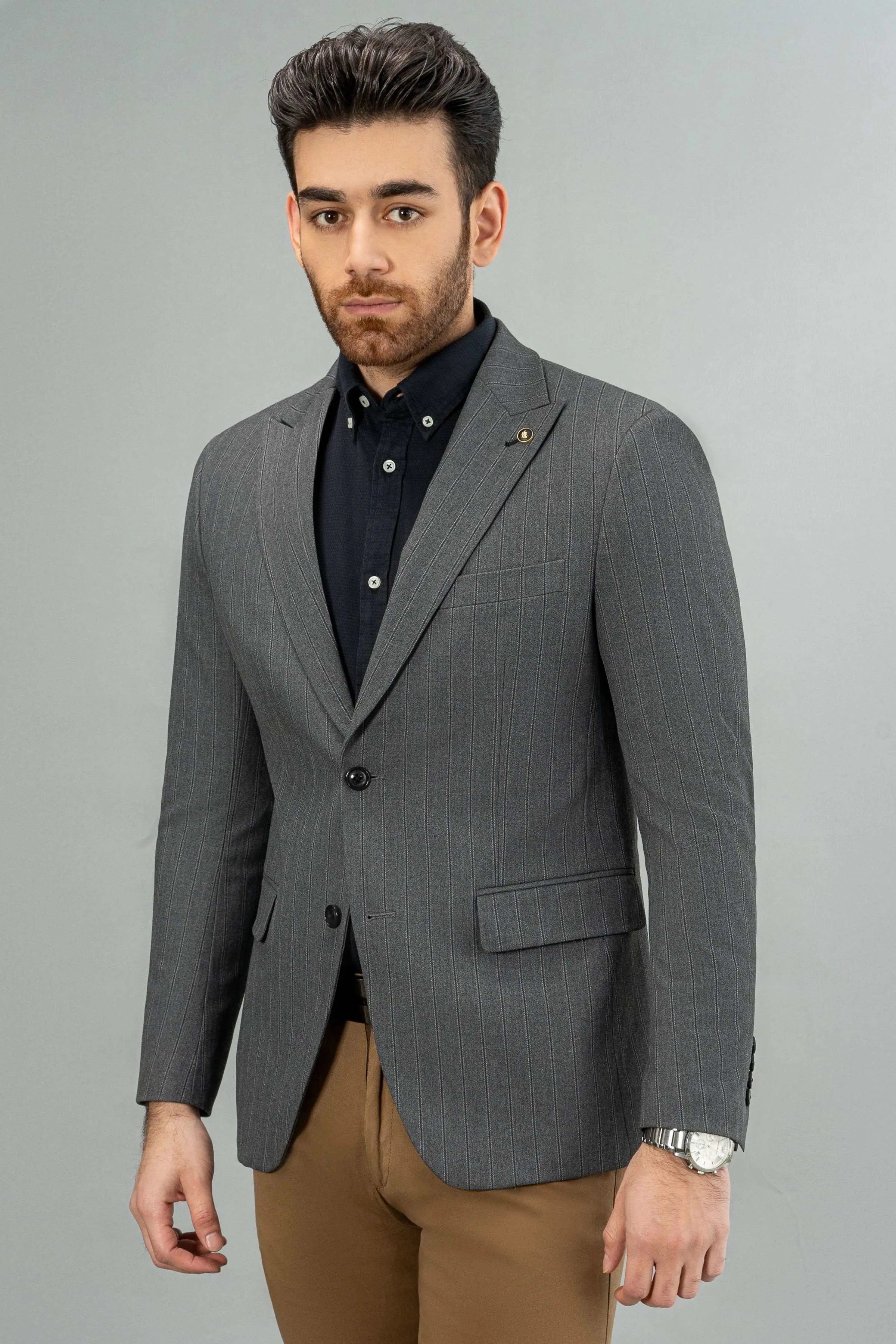 CASUAL COAT GREY STRIPER